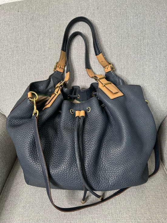 Coach Handbags - Coach Legacy Drawstring XL Shoulder Bag in navy pebbled leather